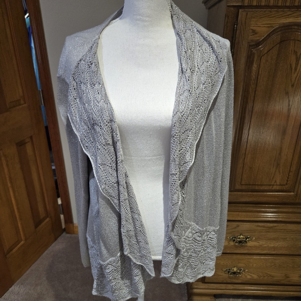 Chico's Shimmer Open Cardigan